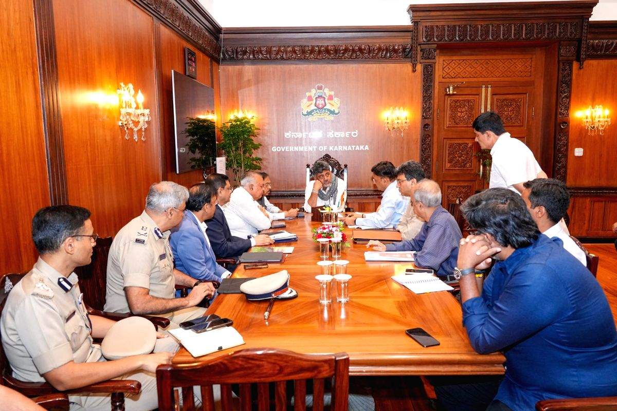 Karnataka Chief Minister D.K. Shivakumar chairs a high-level review meeting on the Cauvery water situation following the Cauvery Water Management Authority