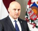 Latvia’s PM-designate Andris Kulbergs addresses press conference
