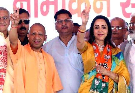 Uttar Pradesh Chief Minister Yogi Adityanath with BJP candidate ...