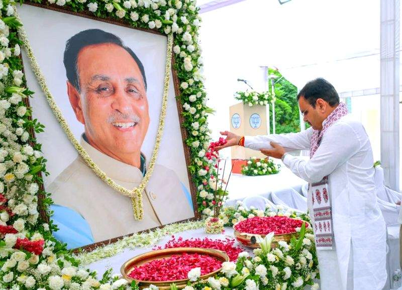 Vijay Rupani Rip Bhajanlal Sharma Pays Tribute to Vijay Rupani