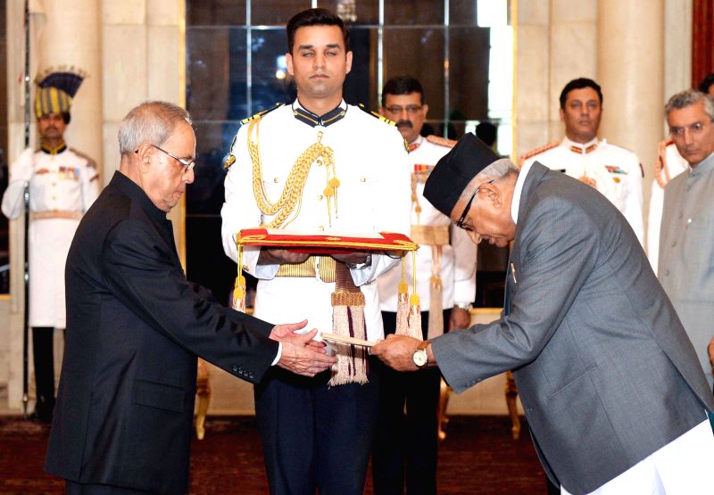 Nepal Ambassadordesignate presents his credentials President Mukherjee