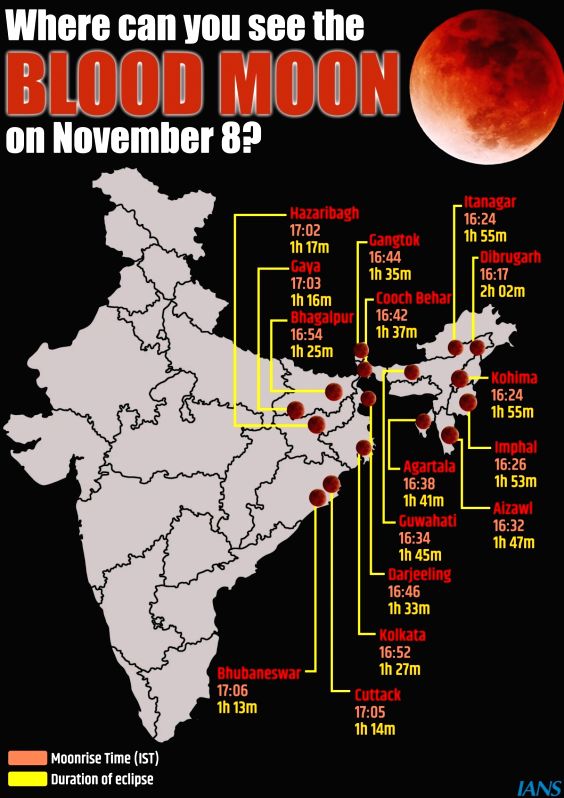 Where can you see the Blood Moon on November 8?